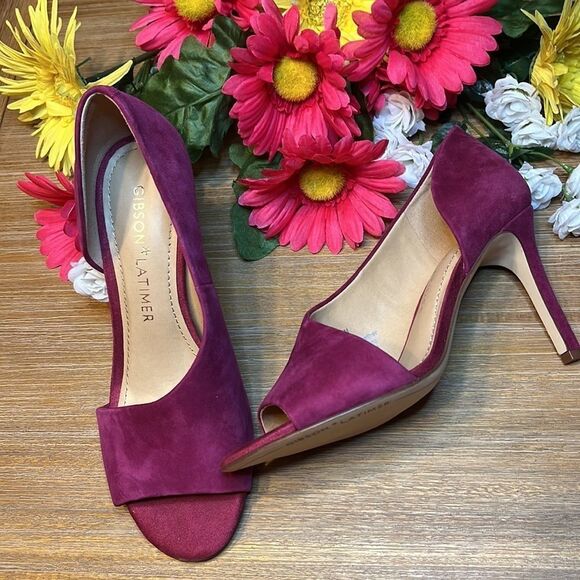GIBSON latimer fuchsia suede peep toe heel size 6.5M - Picture 11 of 11